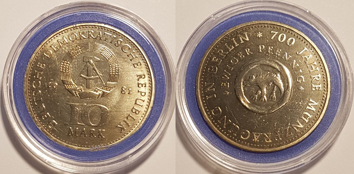 10 Mark DDR Gedenkmünze 1981 A 700 Jahre Münzprägung in Berlin ST